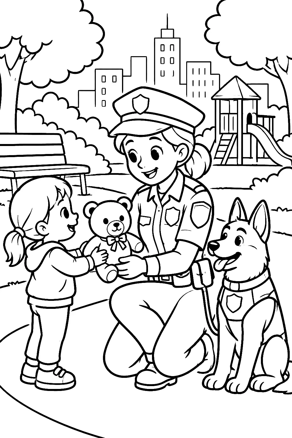Polizistin und Suchhund finden Teddy