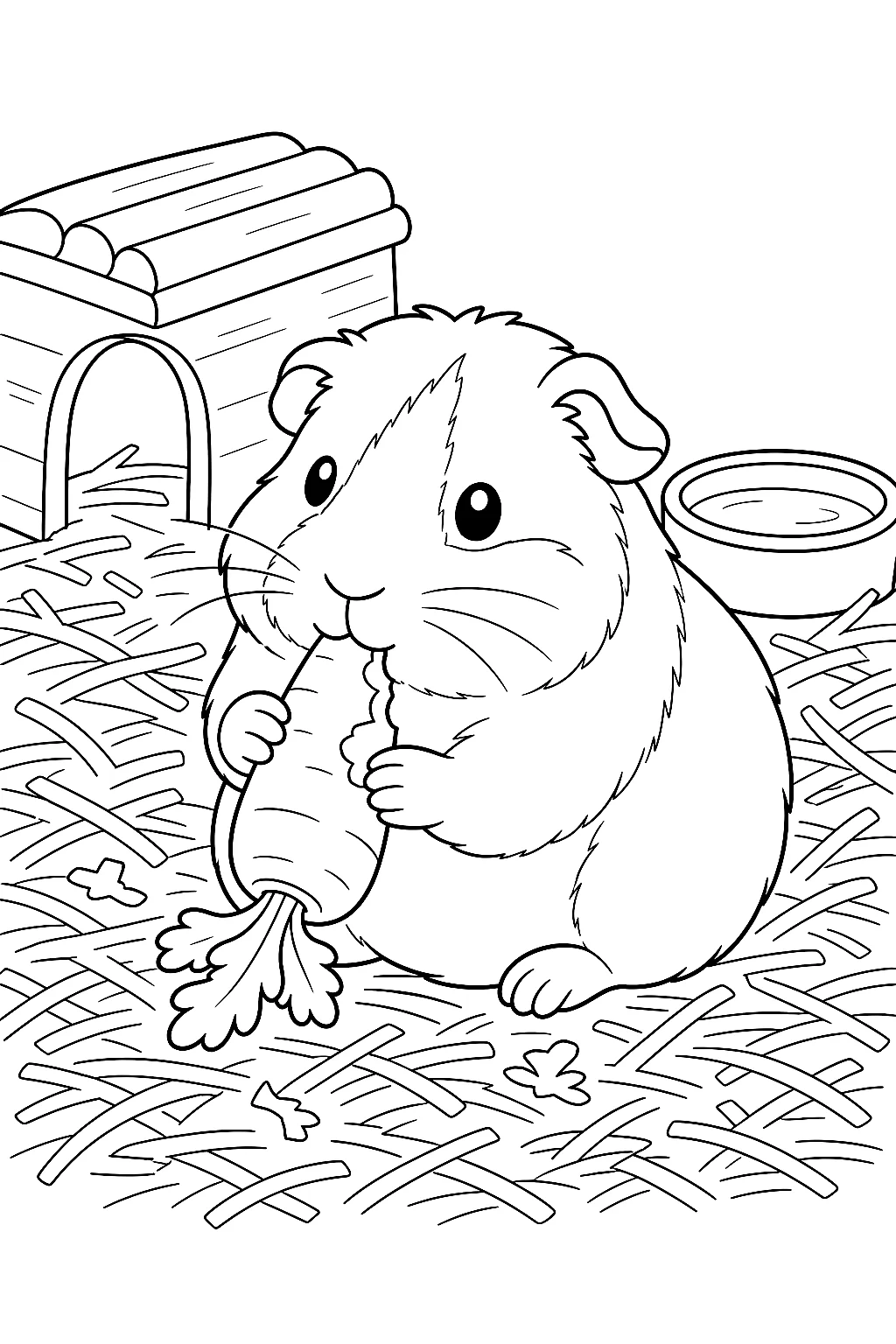Einfaches Meerschweinchen knabbert Karotte