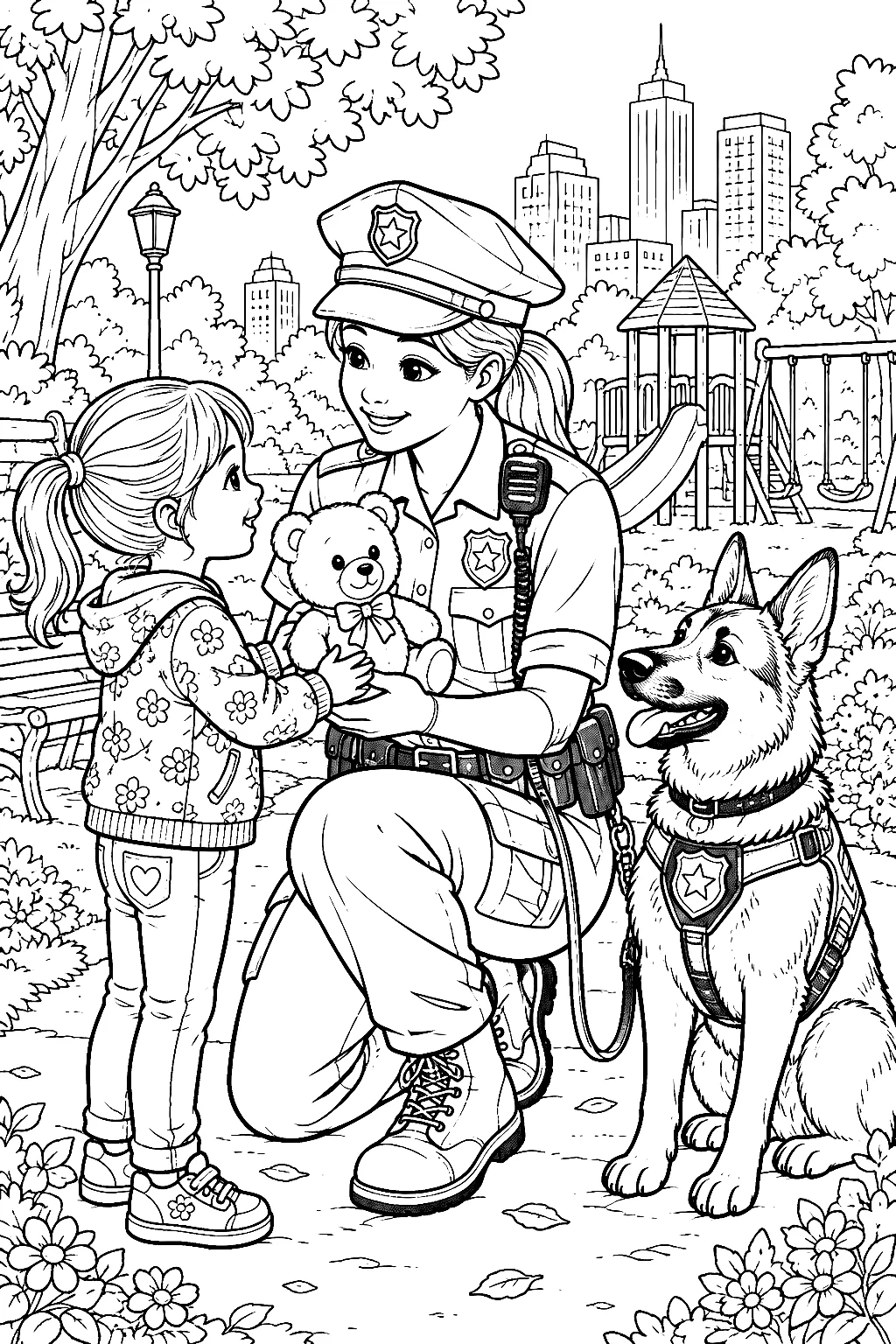 Polizistin, Suchhund und verlorener Teddy im Stadtpark