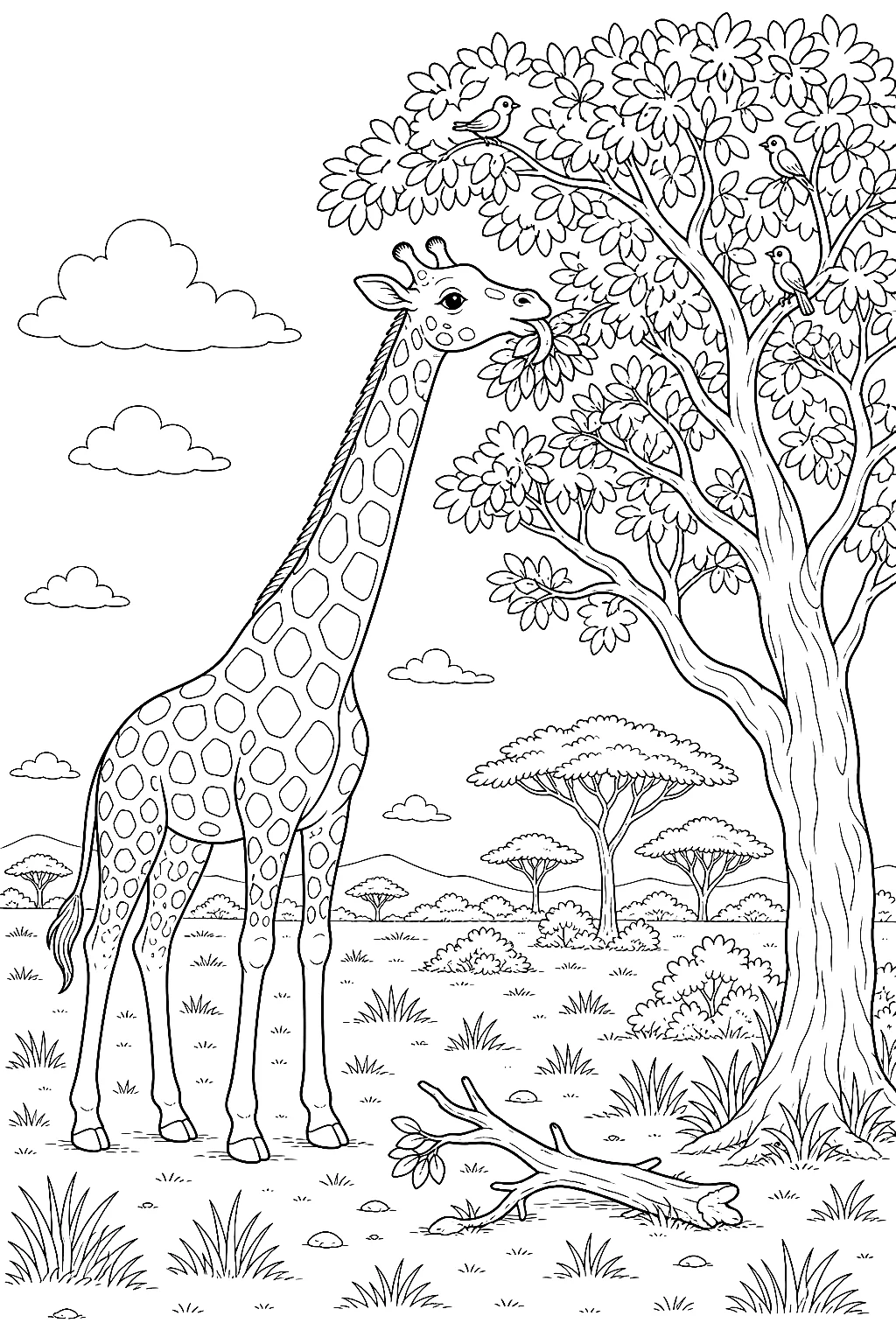 Giraffe frisst Blätter vom höchsten Baum