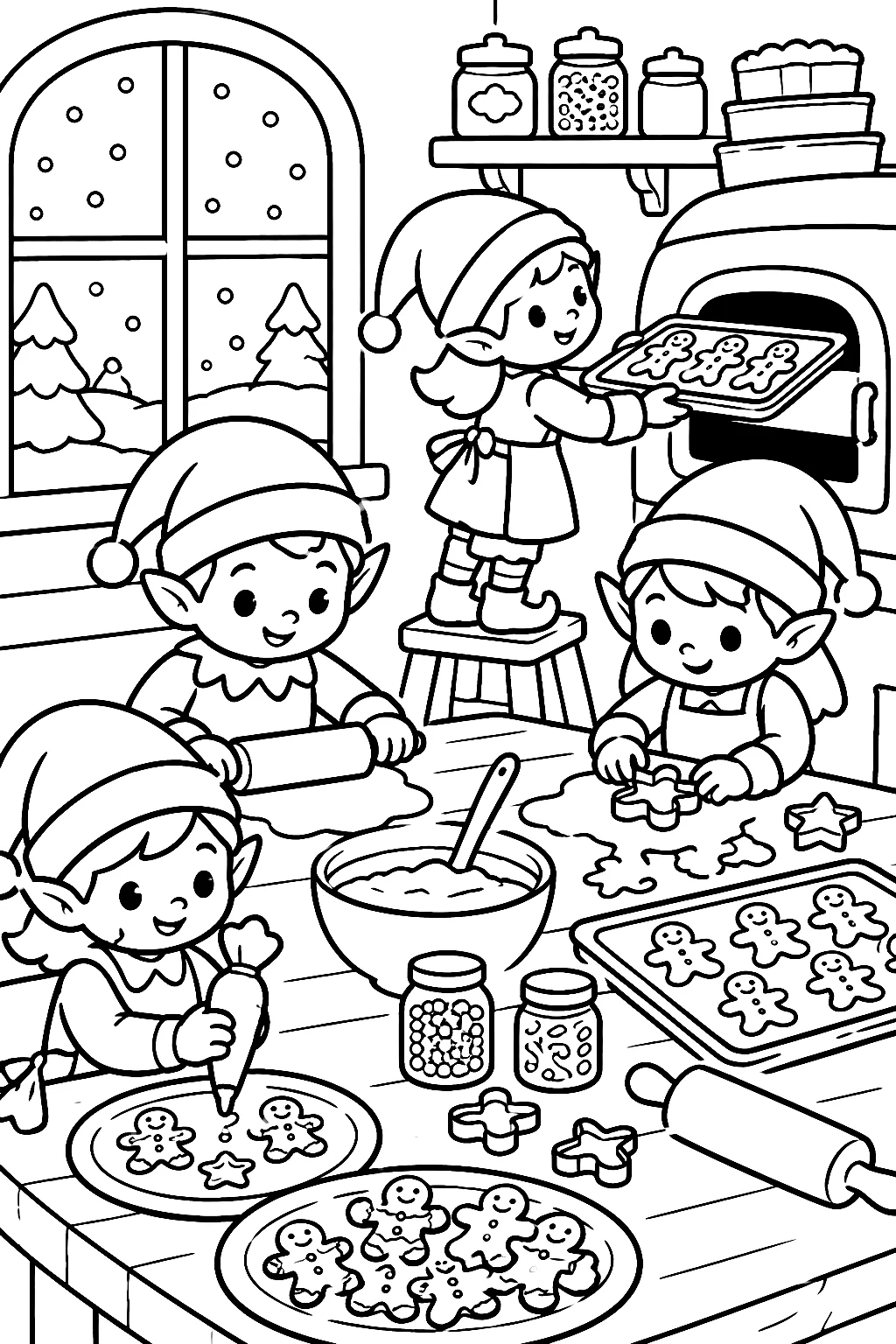Kleine Wichtel backen einfache Mini-Lebkuchen